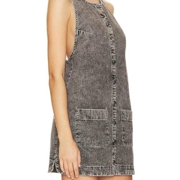 Free People Wilderado denim mini dress in the "On Mute" wash - Picture 5 of 12